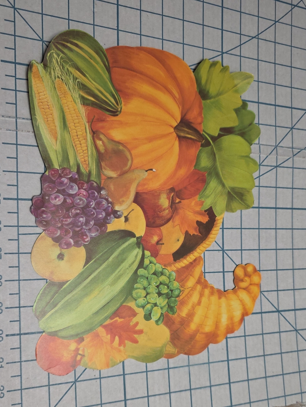 Autumn Cornucopia Wall Decor - Orange, Green, Purple, 13"x10.5", Doublesided